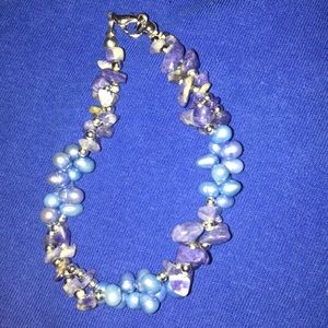Deep and light blue twisted bracelet